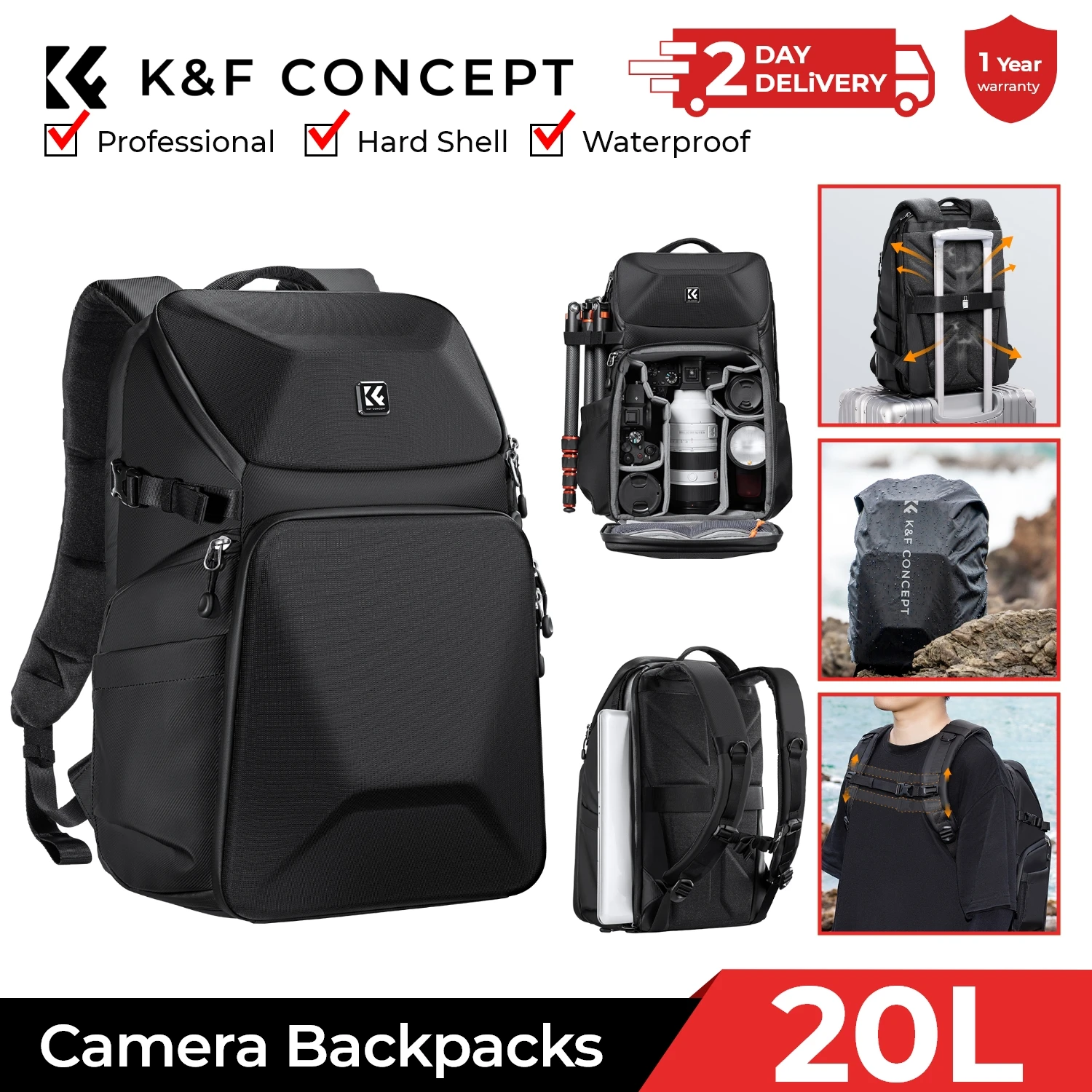 Photography Camera - K&F CONCEPT 20L Camera Backpack Waterproof