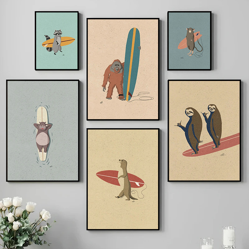 Vintage Cartoon Surfing Animal - Photography Duck recension och pris