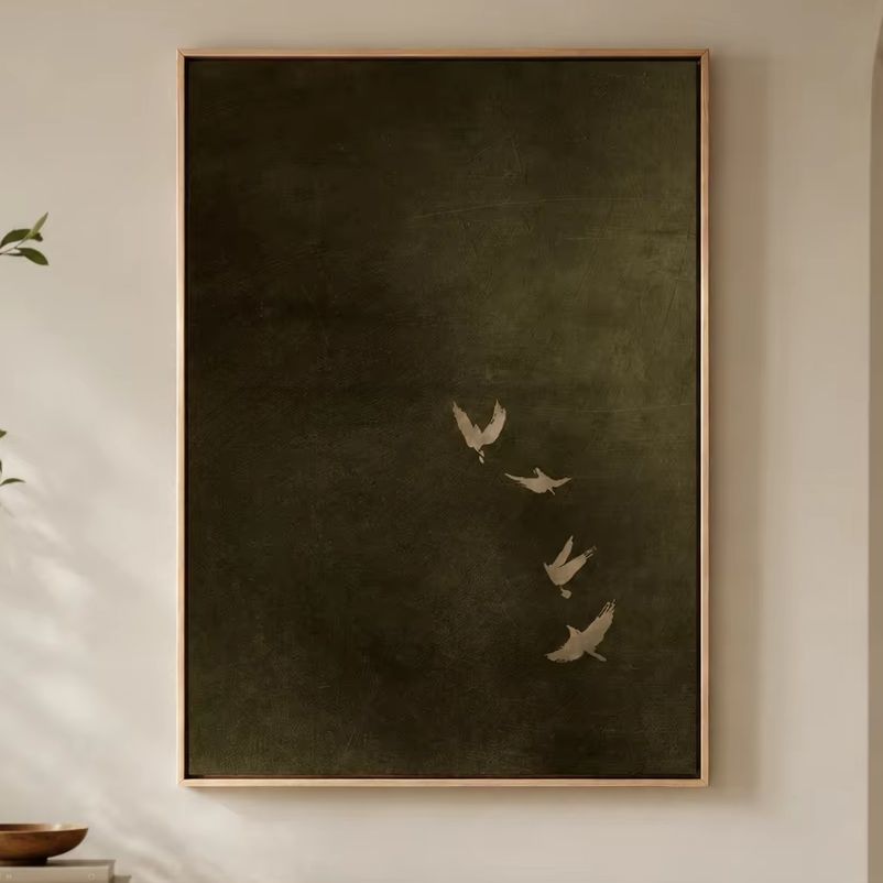 Olive Green Bird Canvas Art, D - Photography Pose recension och pris