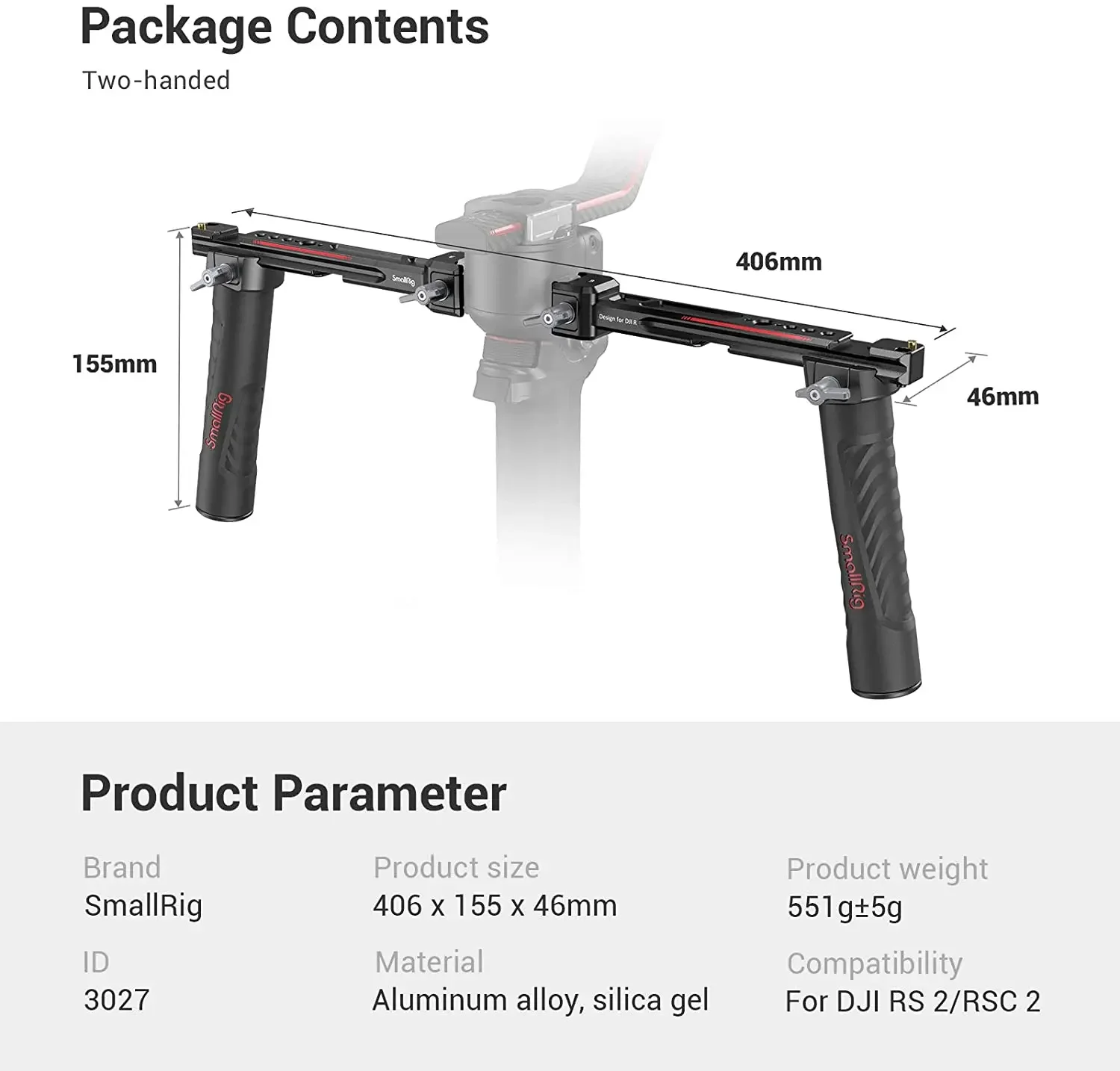SmallRig 3027 Adjustable Dual  - Handheld Stabilizer Gimbal recension och pris
