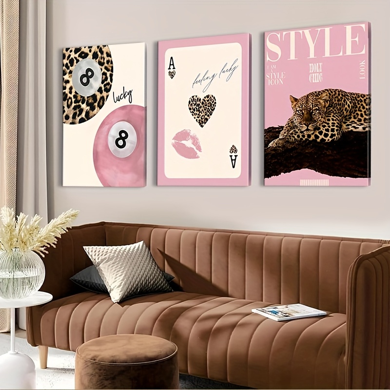 3pcs Leopard Cheetah Canvas Wa - Photography Pose recension och pris