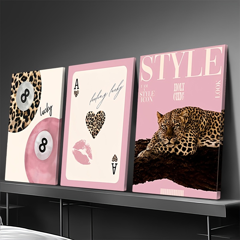 3pcs Leopard Cheetah Canvas Wa - Photography Pose recension och pris