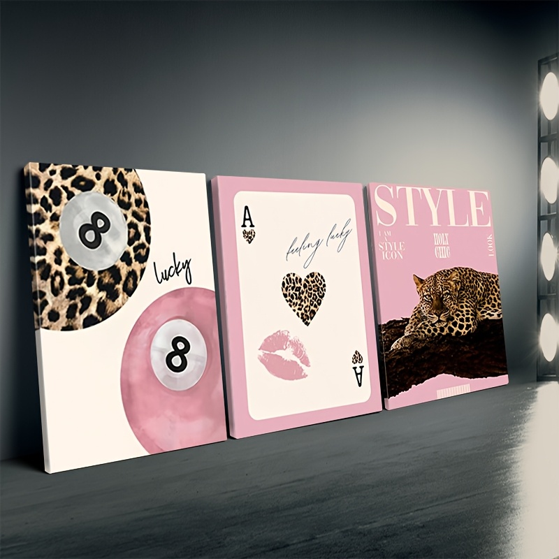 3pcs Leopard Cheetah Canvas Wa - Photography Pose recension och pris