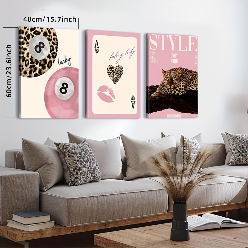 3pcs Leopard Cheetah Canvas Wa - Photography Pose recension och pris