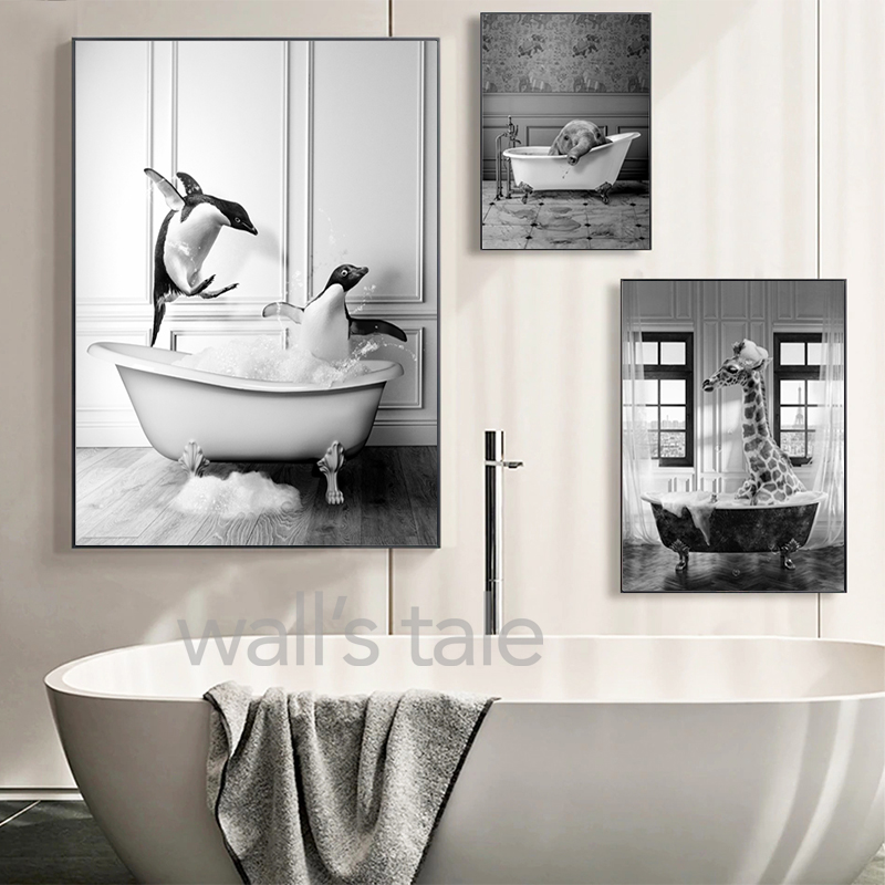 Black and White Animals Bathro - Photography Duck recension och pris
