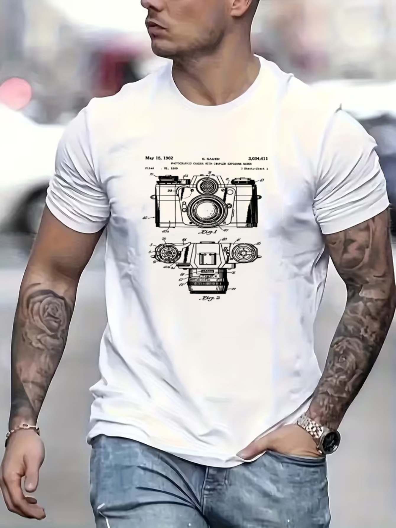 Men's Printed T-Shirt with Cam - Photography Sim recension och pris