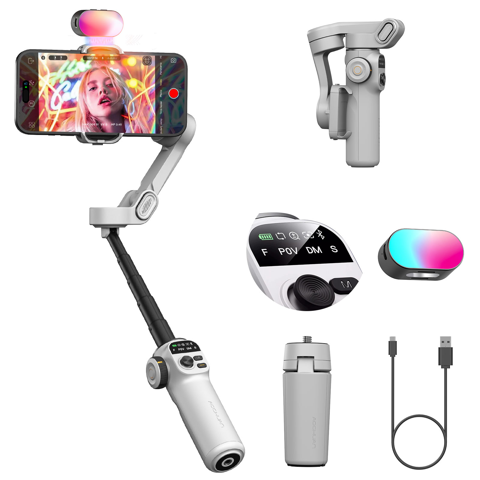 Aochuan Smart X2 Kit White 3 A - Handheld Stabilizer Gimbal recension och pris