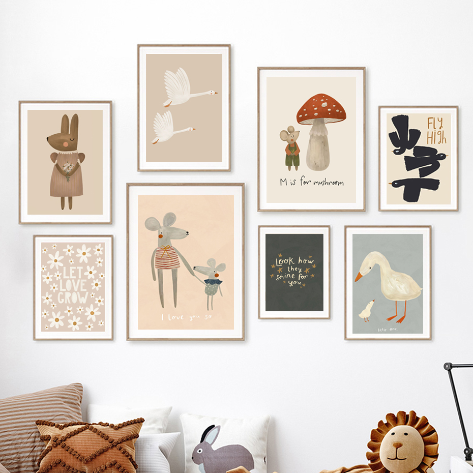 Boho Cartoon Rabbit Mouse Goos - Photography Duck recension och pris