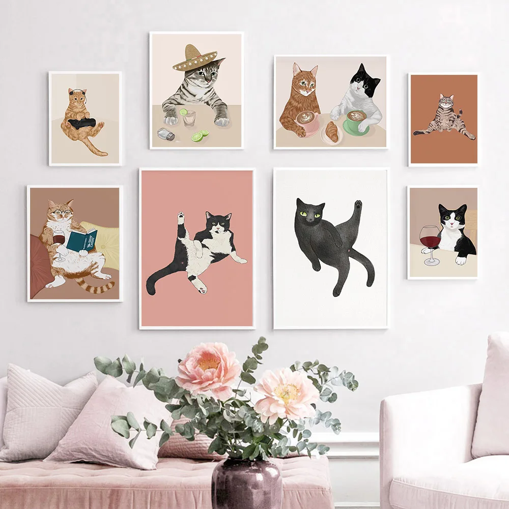 Funny Wine Black Cat Wall Art  - Photography Duck recension och pris